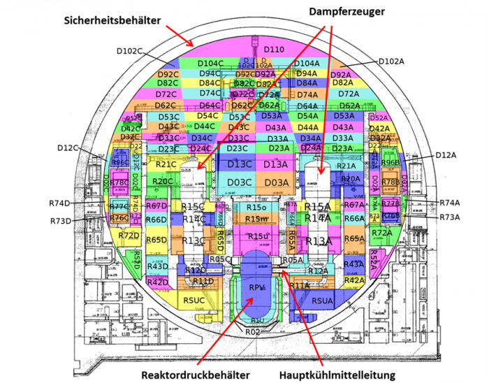 COCOSYS-Zellenaufteilung („Nodalisierung“) für den Sicherheitsbehälter eines deutschen Kernkraftwerks mit Druckwasserreaktor