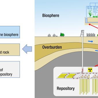 Illustration of different exposure pathways with external exposure (Exposure from the outside to the body) and internal exposure (intake of radioactive substances into the human body e.g. via airway or food)