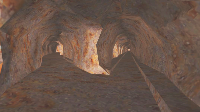 Nachbildung des Tunnelsystems im Felslabor Mont Terri: Blick in eine Streckenabzweigung