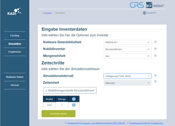 Screenshot der Weboberfläche des Open-Source-Endlagercodes Radi Screenshot der Weboberfläche des Open-Source-Endlagercodes Radi