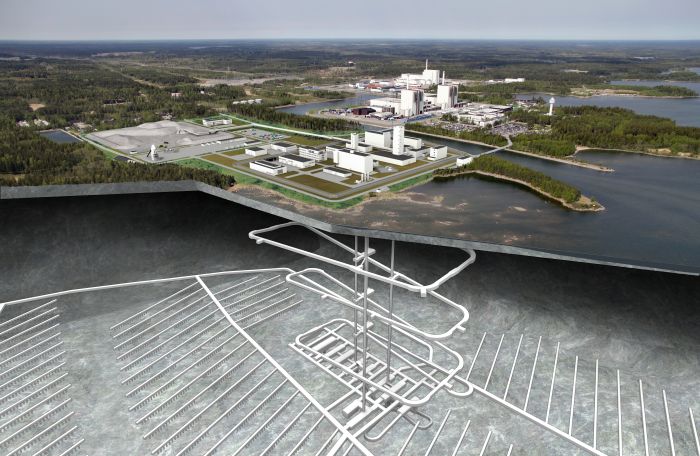 Fotomontage des in unmittelbarer Nähe des Kernkraftwerk Forsmark geplanten schwedischen Endlagers