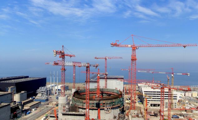 Blick auf die Baustelle des EPR Flamanville-3 im Jahr 2010.