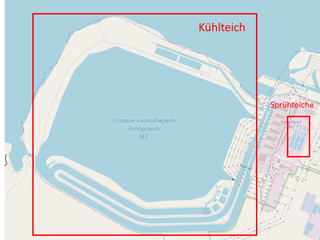 Kernkraftwerk Saporischschja: Kühlteich und Sprühteiche