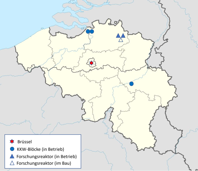 Standorte kerntechnischer Anlagen in Belgien