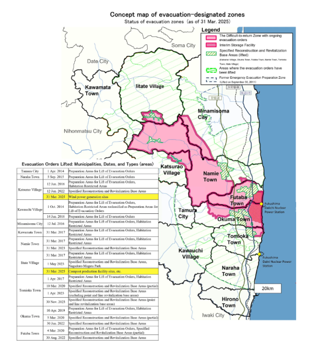 Evakuierungszonen Fukushima