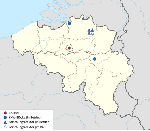 Standorte kerntechnischer Anlagen in Belgien