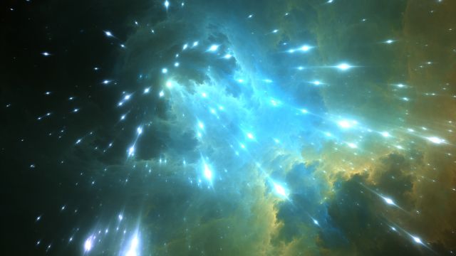 Hochenergie-Teilchen aus dem Weltraum, kosmische Strahlen. 3D-Rendering